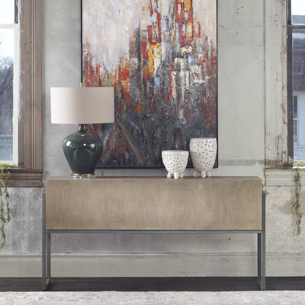 Nevis Contemporary Console Table, by Uttermost, 60" width x 31" height x 12" depth View 9