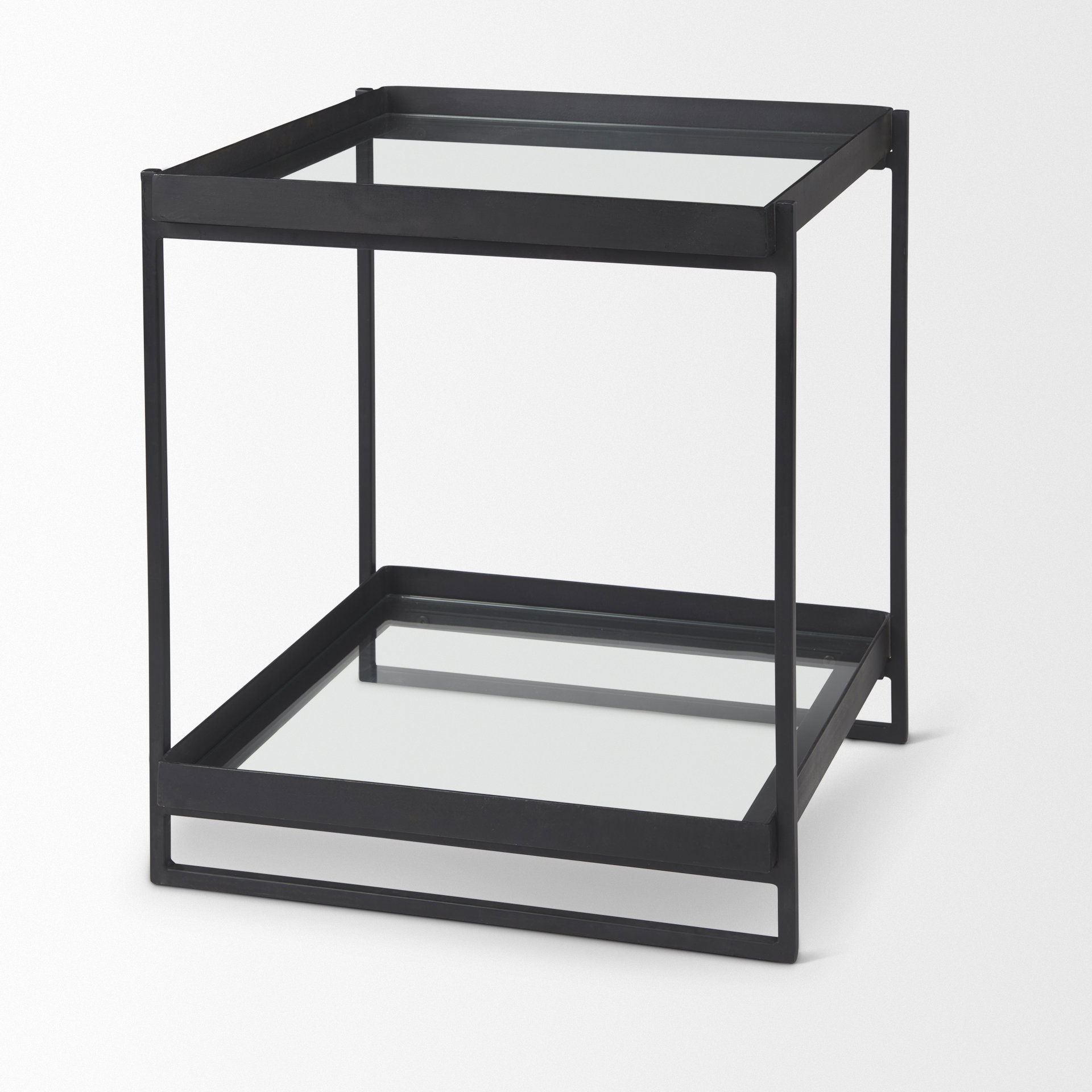 Trey Black Metal with Glass Accent Table large image 