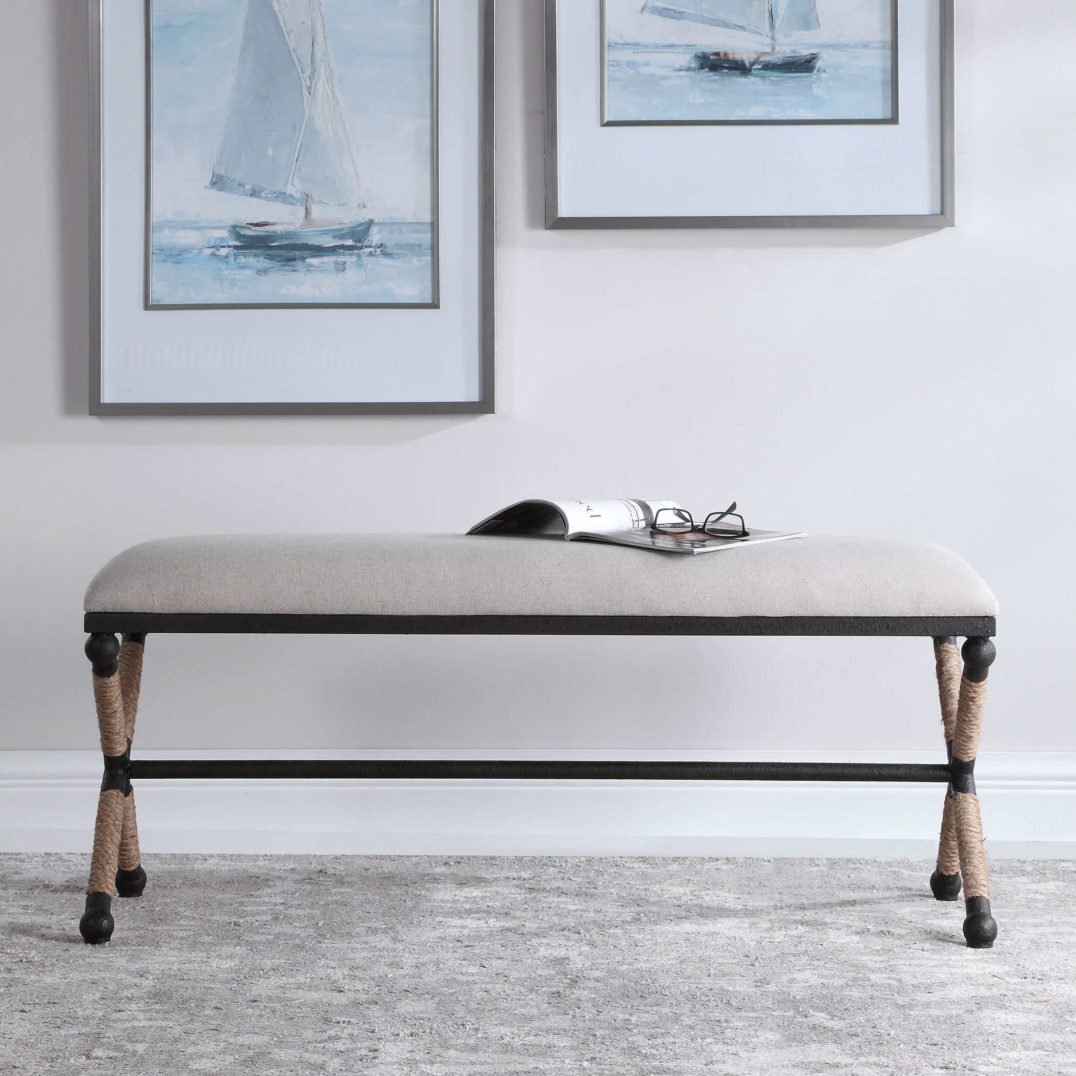 Firth Oatmeal Bench, Furniture by Uttermost, 47.75" width x 20.75" height x 16" depth View 11