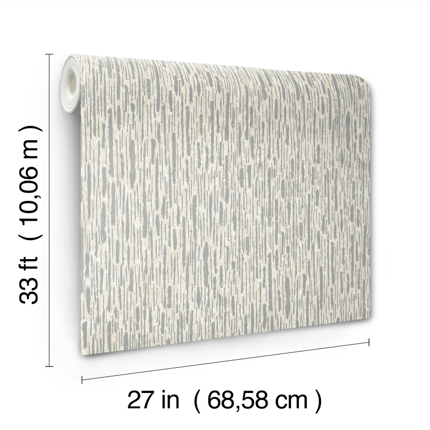 Metallic Cascade Cream & Silver Wallpaper large image 