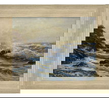 Online Designer Bathroom Shore Rocks Natural Framed Print, 11x9