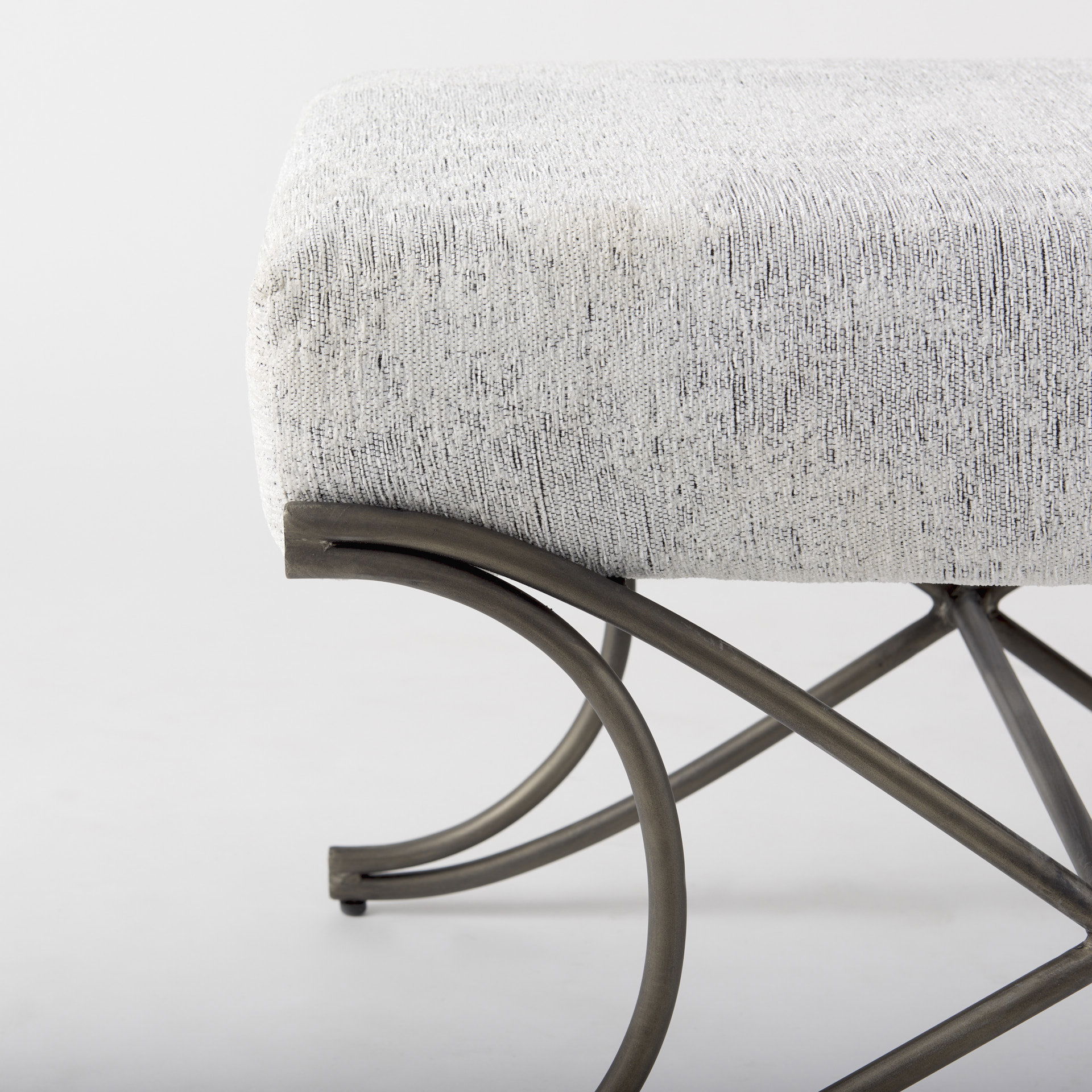 Ayla 55L x 17.6W x 18H Dark Gray Fabric Seat with Dark Nickel Metal Frame Bench large image 