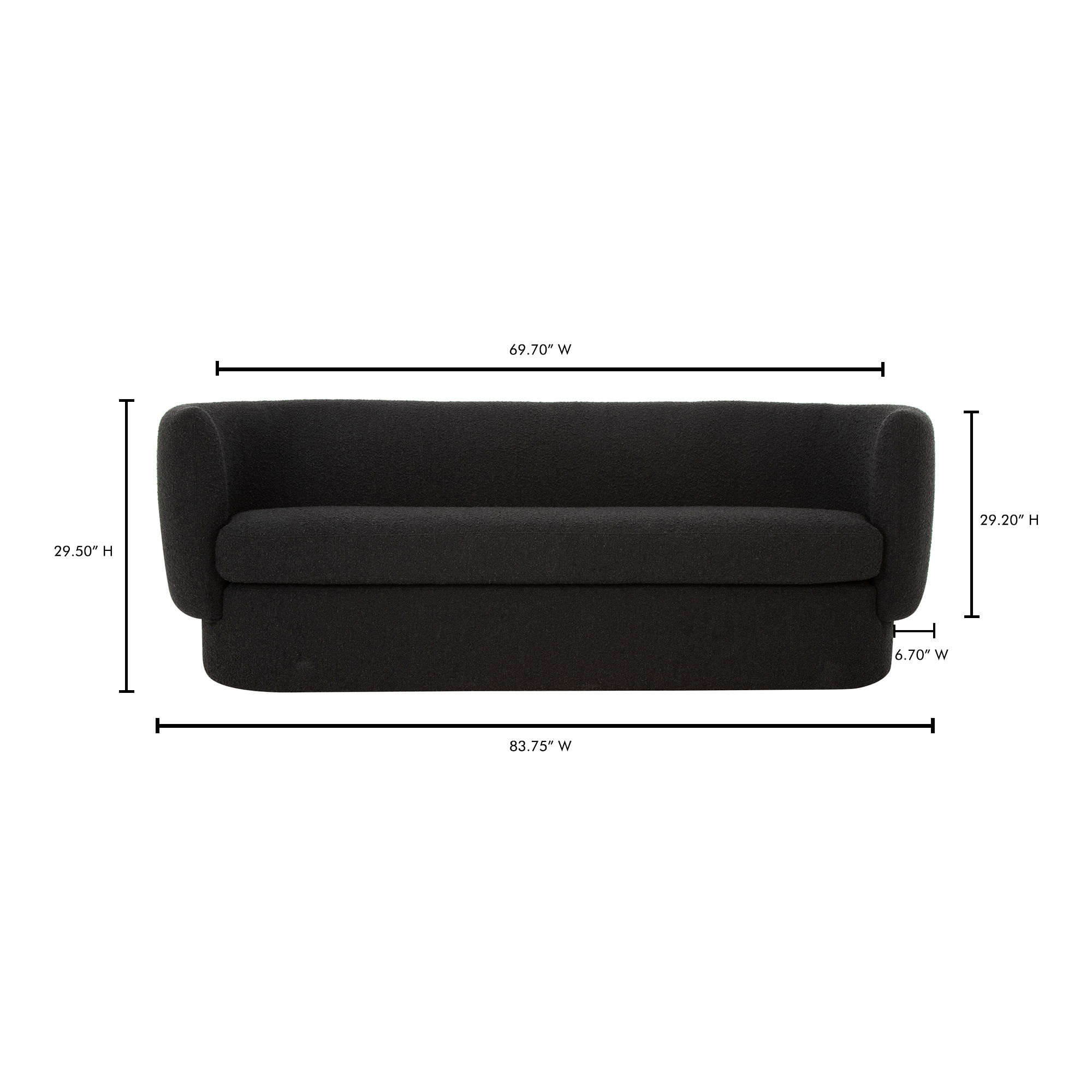 Koba Sofa Maya Black, Sofas & Sectional by Moe's Home, 83.75" width x 29.5" height x 33.75" depth View 9
