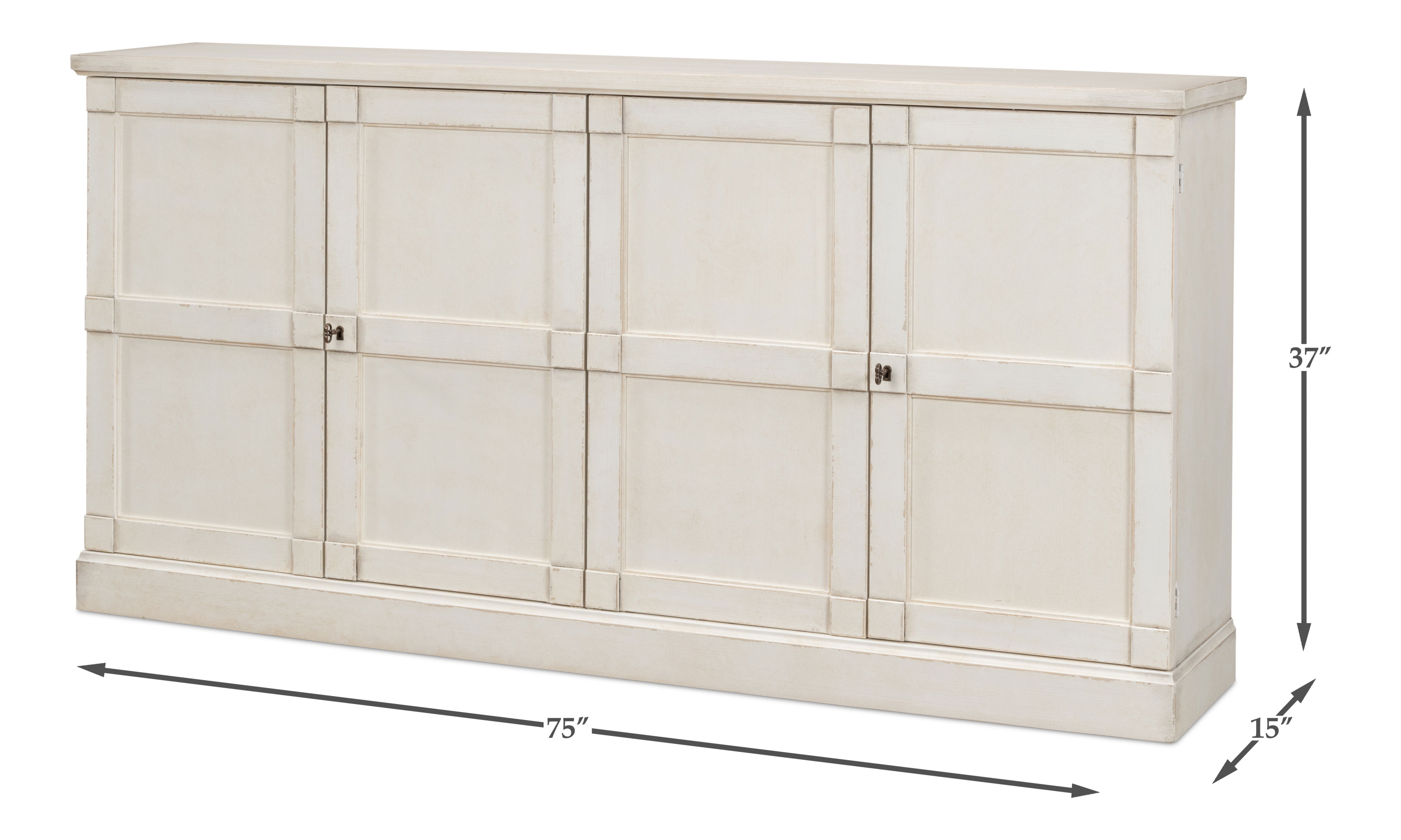 Lionisio Buffet,75',Stucco Wht,Wood Drs, Cabinets & Sideboard by Sarreid, 75" length x 15" width x 37" height View 14