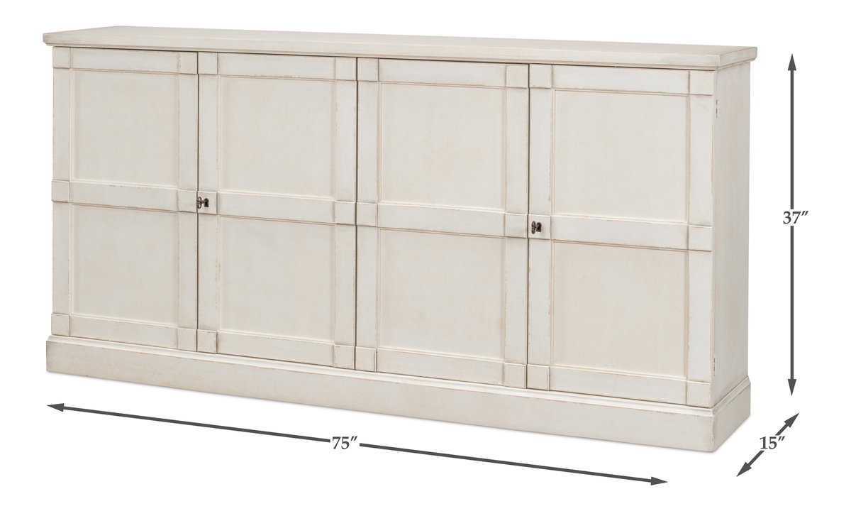 Lionisio Buffet,75',Stucco Wht,Wood Drs, Cabinets & Sideboard by Sarreid, 75" length x 15" width x 37" height View 14
