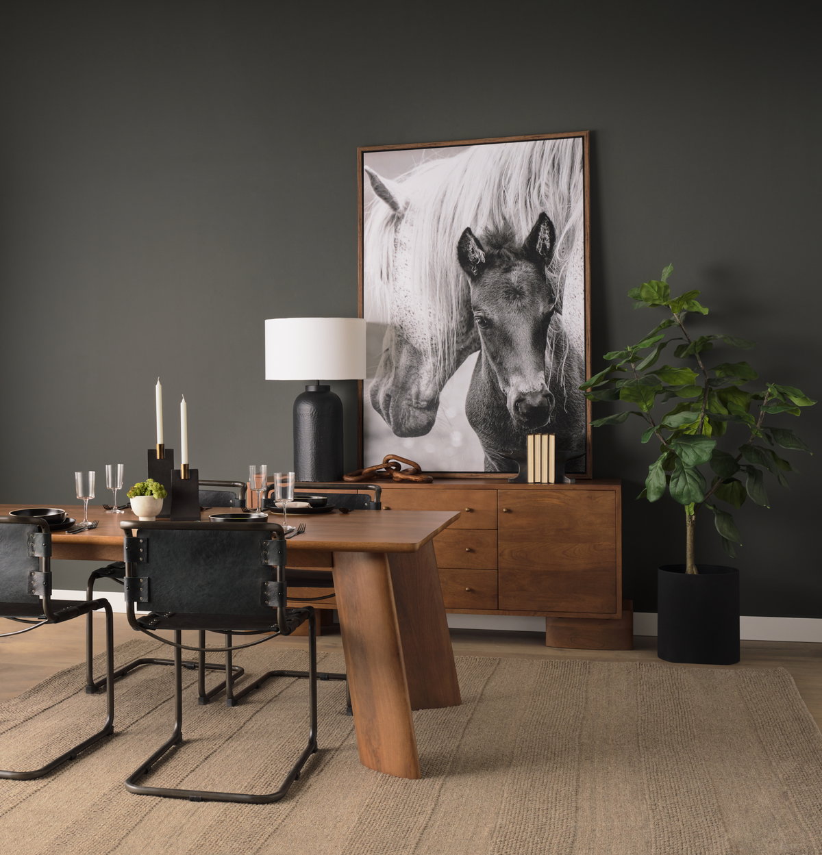 Leo 18.0L x 18.0W x 31.0H Black Hammered with White Fabric Shade Table Lamp, by Mercana, 21" length x 21" width x 29.5" height View 3