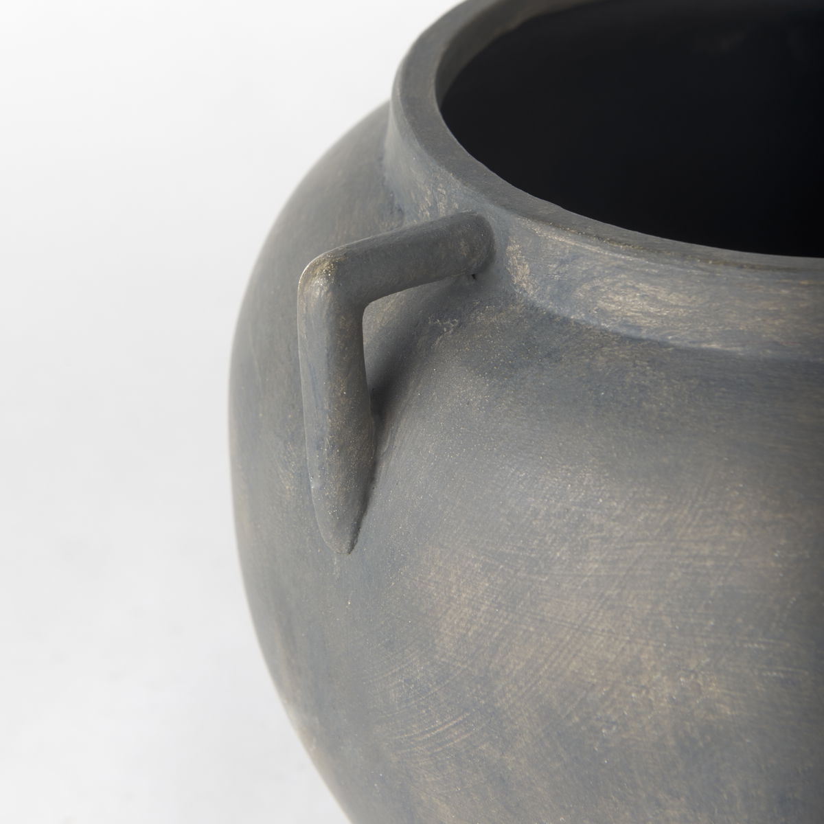 Kilian Short Brown-Gray Double Ear Vase, by Mercana, 9.45" length x 9.45" width x 8.46" height View 8