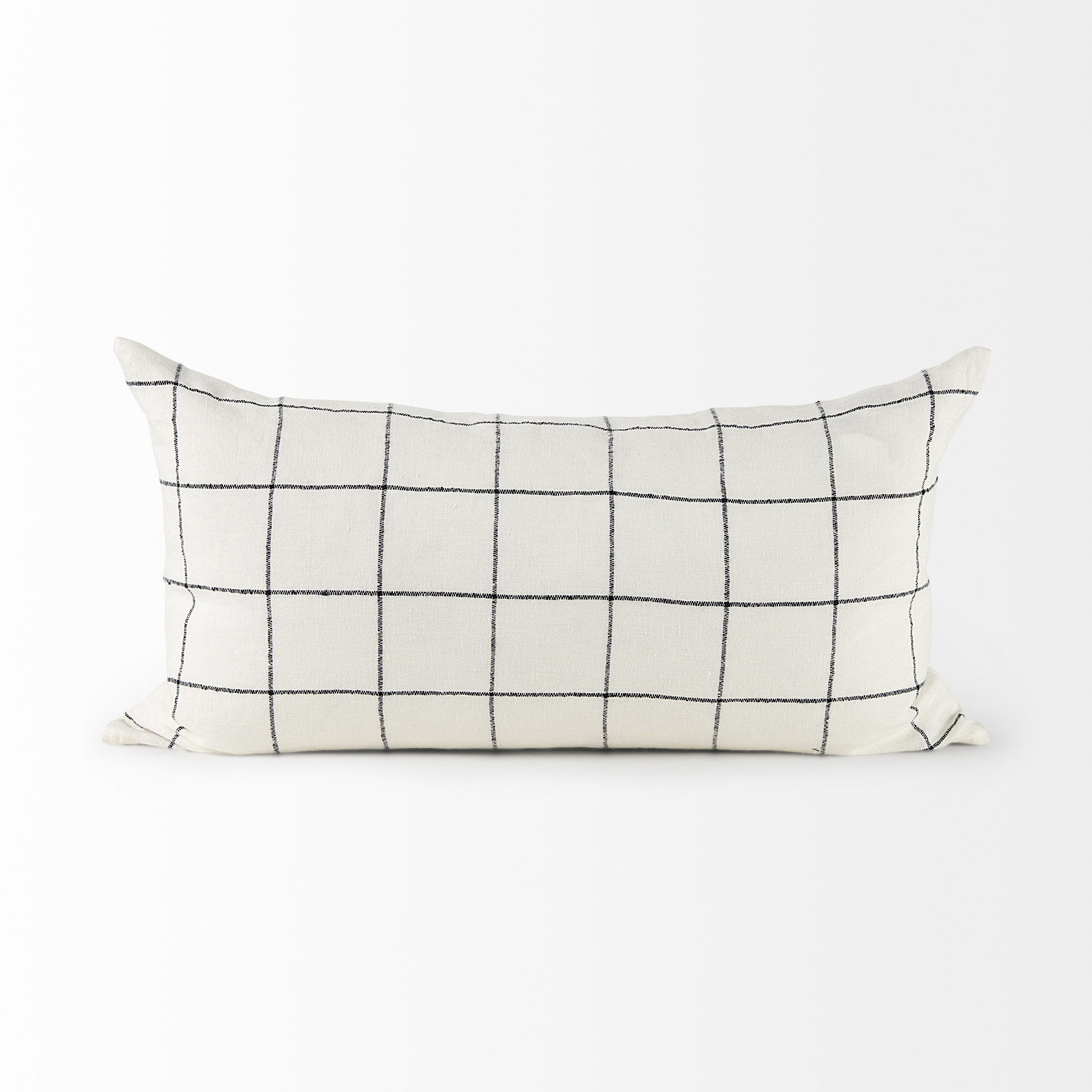 Suzanne 14 x 26 White/Black Square Pattern Decorative Pillow Cover, by Mercana, 14" length x 26" width x 0.2" height View 7