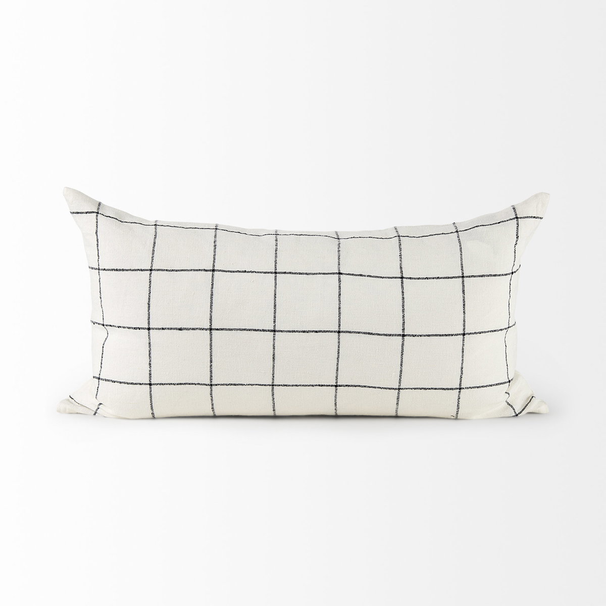 Suzanne 14x26 White/Black Square Pattern Pillow Cover, Decorative Pillow by Mercana, 14" length x 26" width x 0.2" height View 7