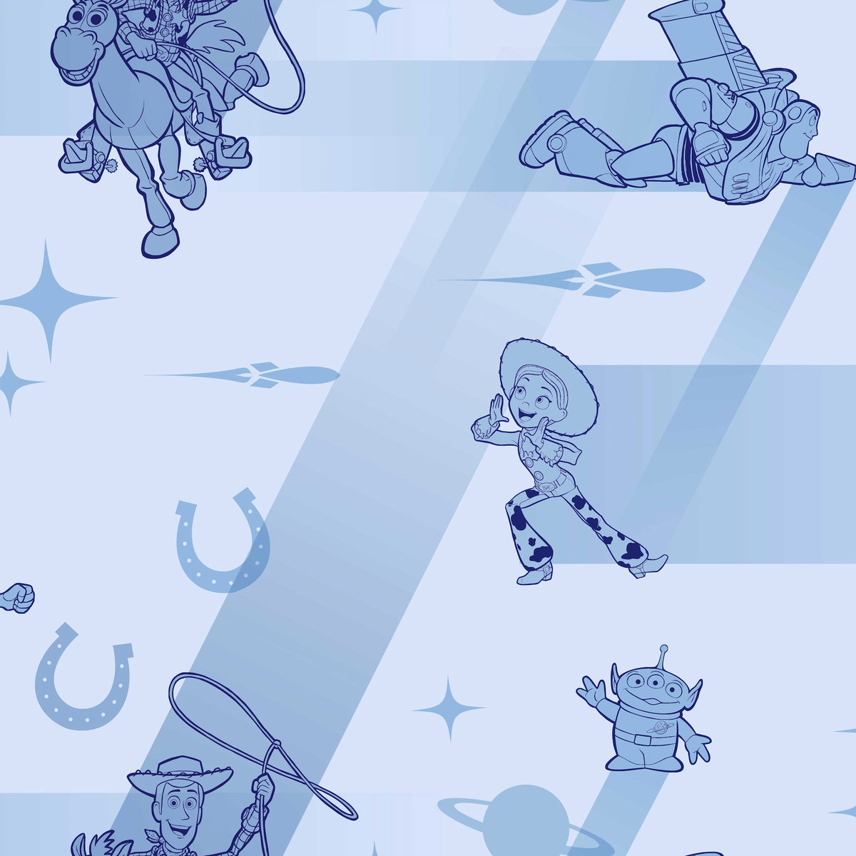 Disney & Pixar Toy Story 4 Retro Blue Wallpaper, by York Wall, 33' length x 1'8.5" width x 0.02" depth