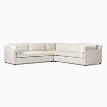 Online Designer Living Room Marin 114" 3-Piece L-Shaped Sectional, Standard Depth, Performance Basketweave, Alabaster