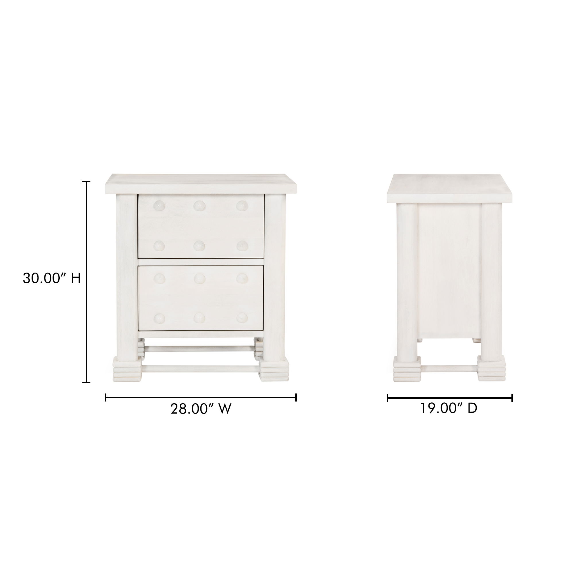 Clement Nightstand Whitewashed, by Moe's Home, 28" width x 30" height x 19" depth View 11