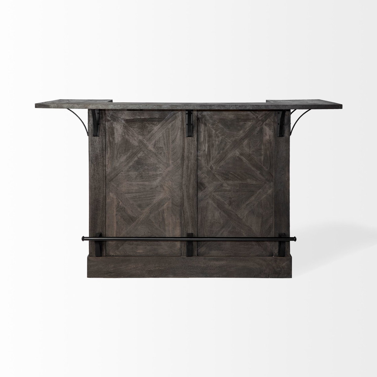 Cheers Dark Brown Solid Wood  Wine Bottle Storage Kitchen Island, by Mercana, 67.75" length x 29" width x 42.5" height View 5