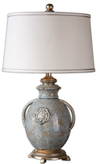 Cancello Blue Glaze Lamp, Table Lamp by Uttermost, 17" width x 28.5" height x 17" depth thumbnail 1