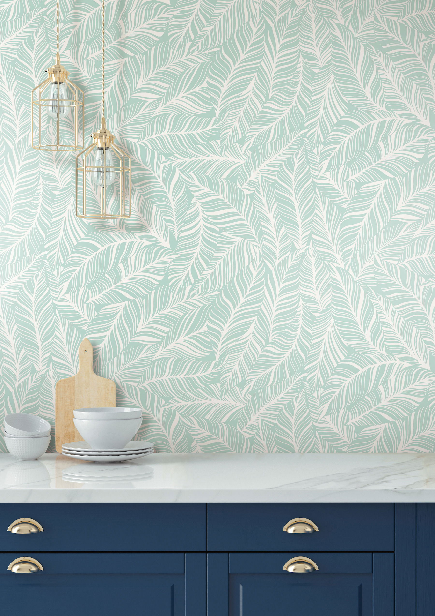 Rainforest Canopy Aqua Wallpaper, by York Wall, 27' length x 2'3" width x 0.02" depth View 3