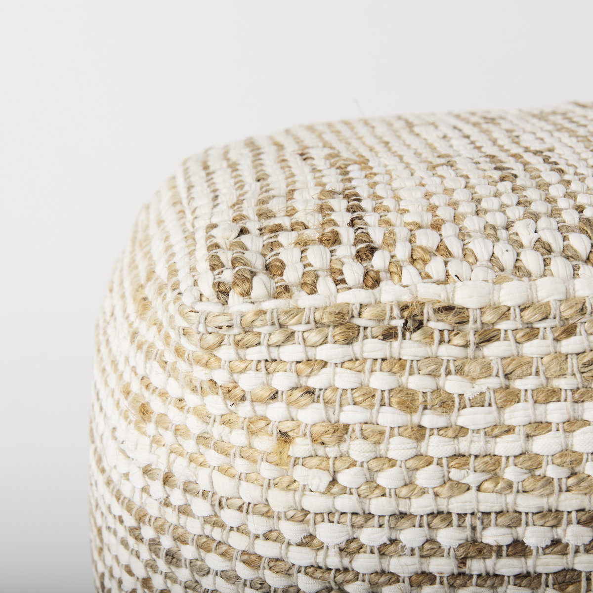 Ekani  Cream/Beige Cotton Pouf, Ottoman by Mercana, 16" length x 16" width x 16" height View 7
