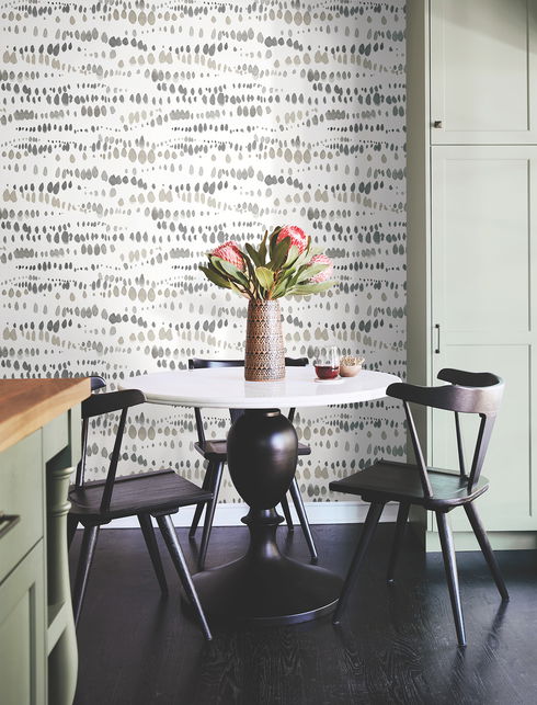 Dewdrops Black & Taupe Wallpaper