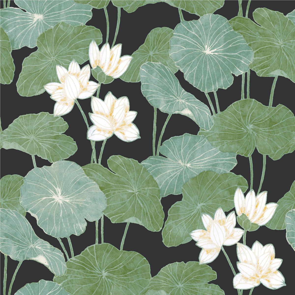 Lily Pad Green Peel & Stick Wallpaper, by York Wall, 16'6" length x 1'8.5" width x 0.02" depth