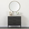 Divina Black-Brown Wood with White Marble Top and Black Metal Base Accent Cabinet, Cabinets & Chest by Mercana, 36" length x 18.5" width x 32" height thumbnail 2