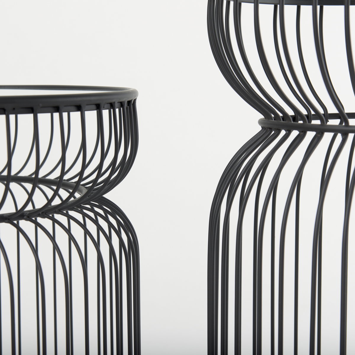 Shani Set of 2 Round, Black Metal with Glass, Accent Tables, Side & End Table by Mercana, 19" length x 19" width x 20.25" height View 5