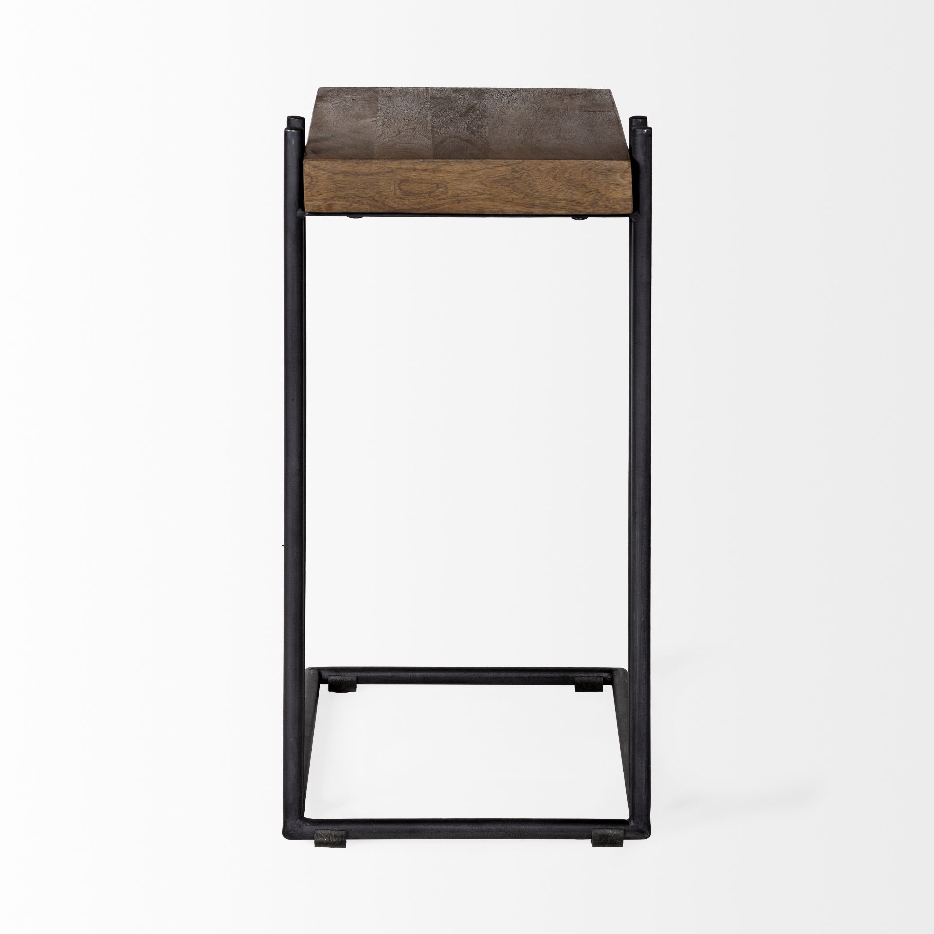 Maddox 16L x 13.5W x 27H Medium Brown Wood with Black Metal C-shaped End/Side Table large image 