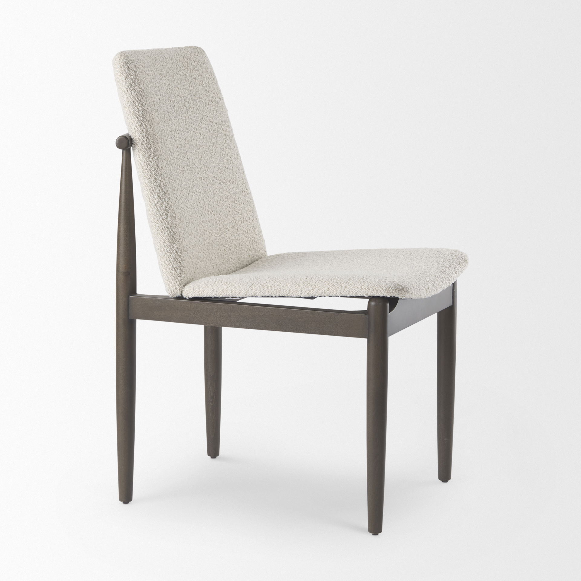 Cavett Cream Boucle Upholstered Seat with Dark Brown Wood Frame Dining Chair large image 