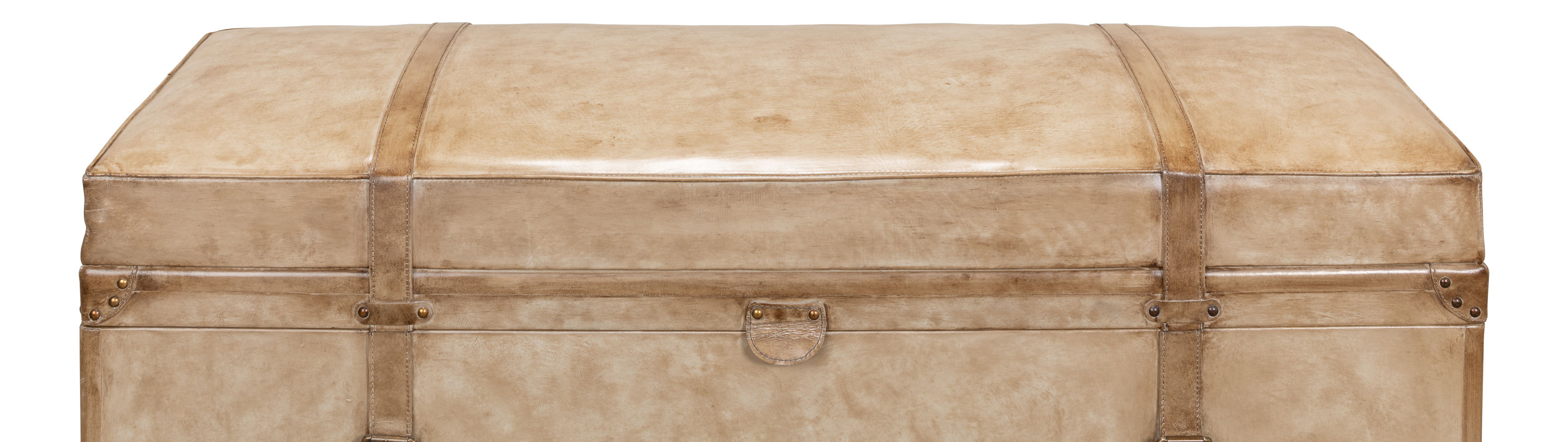 Leather Trunk/Bench, Pearl Leather, Seating by Sarreid, 48" length x 16" width x 20" height View 10