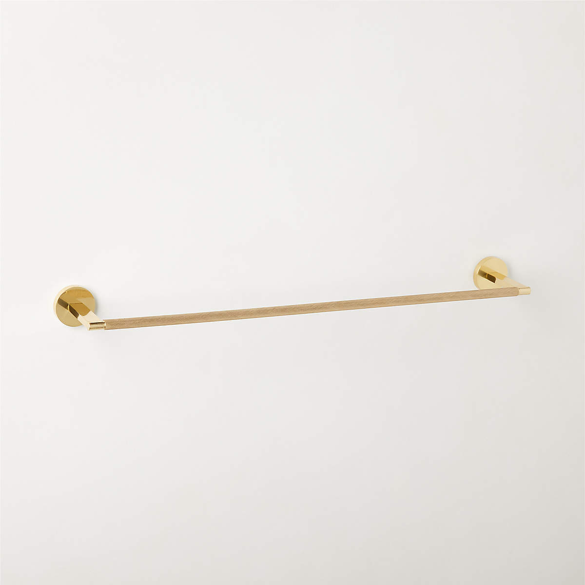 Online Designer Bathroom Nicolo Knurled Polished Unlacquered Brass Towel Bar 24''
