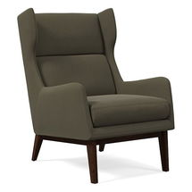 Online Designer Bathroom Ryder Chair, Poly, Performance Velvet, Dark Olive, Dark Walnut