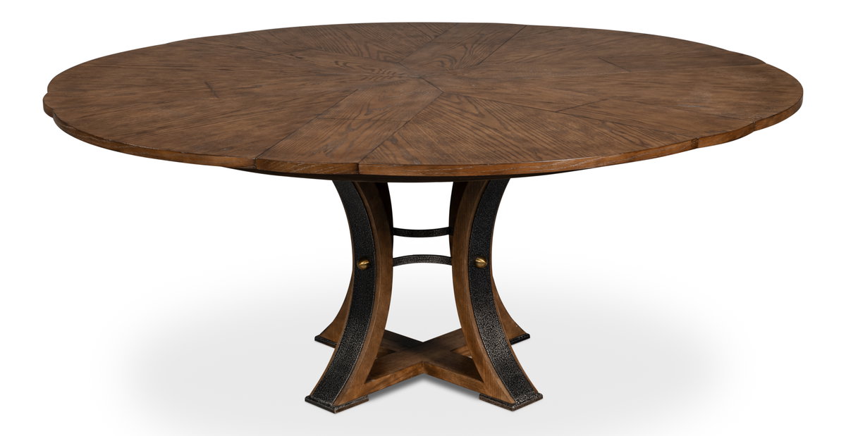 Tower Jupe Dining Table  Med Light Mink, by Sarreid, 4'7" length x 4'7" width x 2'6" height View 11