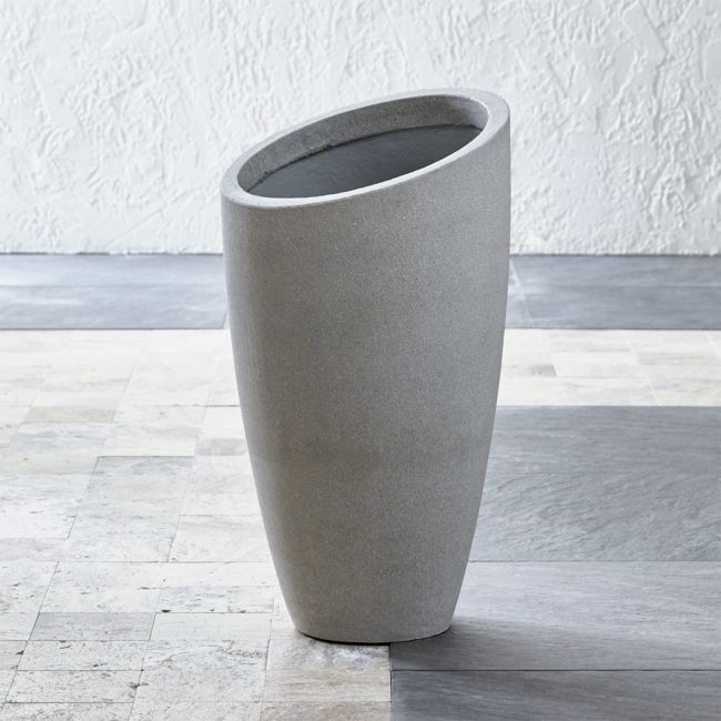 Online Designer Patio Slant Light Grey Tall Indoor/Outdoor Planter