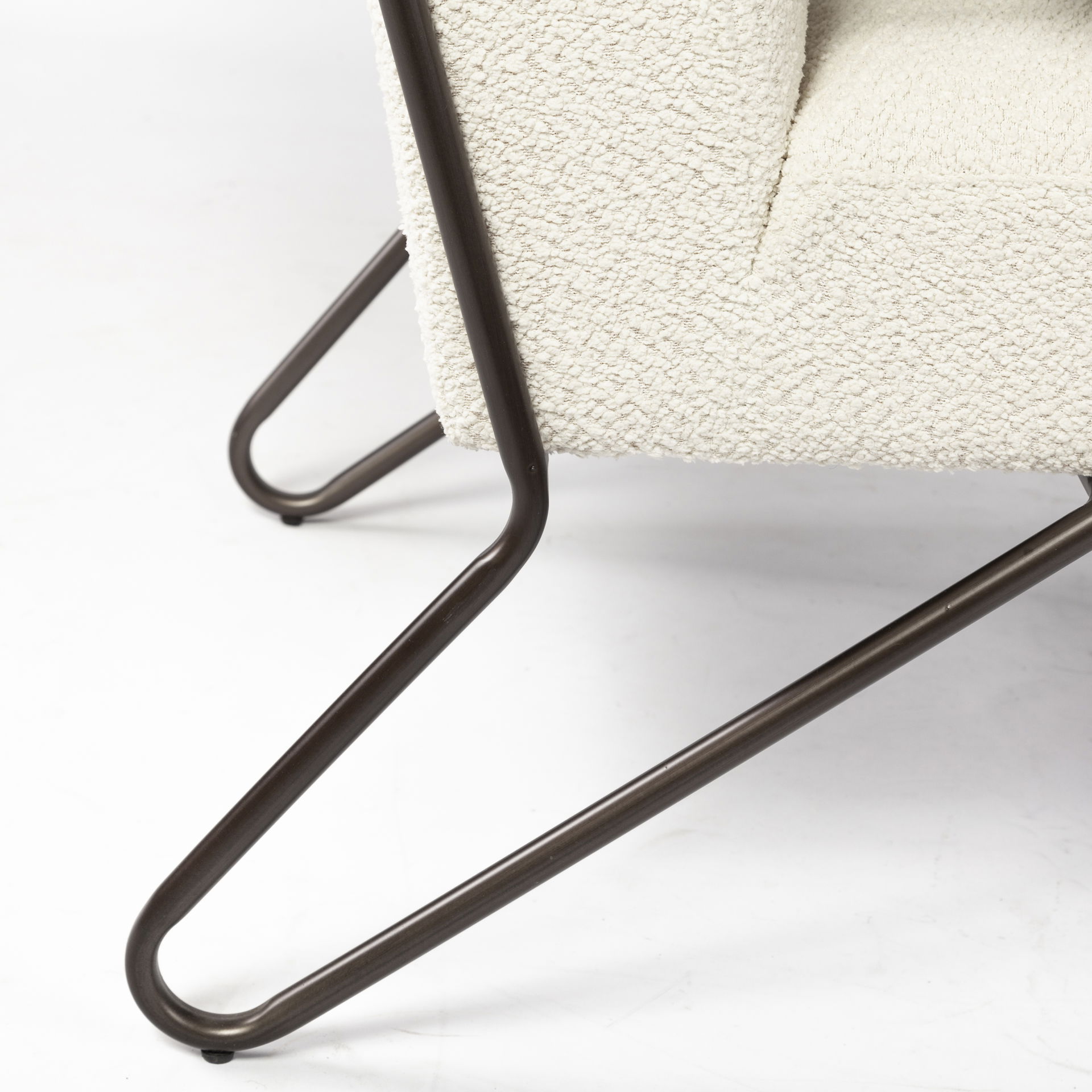 Vicunya Cream Fabric with Gun Metal Gray Metal Frame Accent Chair, by Mercana, 27.17" length x 30.71" width x 30.71" height View 13