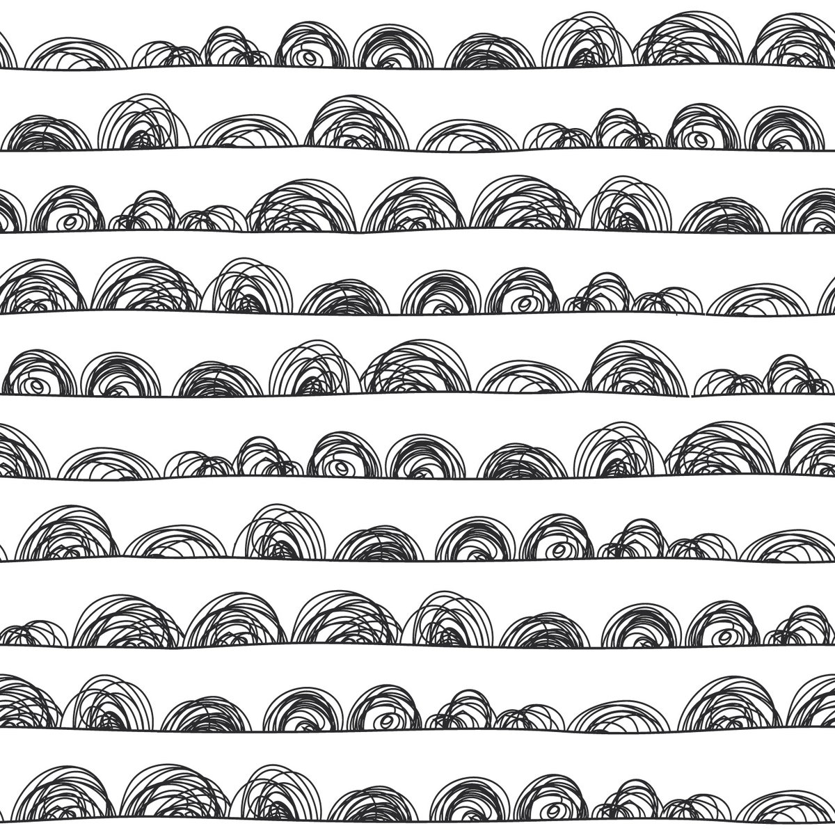 Doodle Scallop Black Peel & Stick Wallpaper, by York Wall, 16'6" length x 1'8.5" width x 0.02" depth