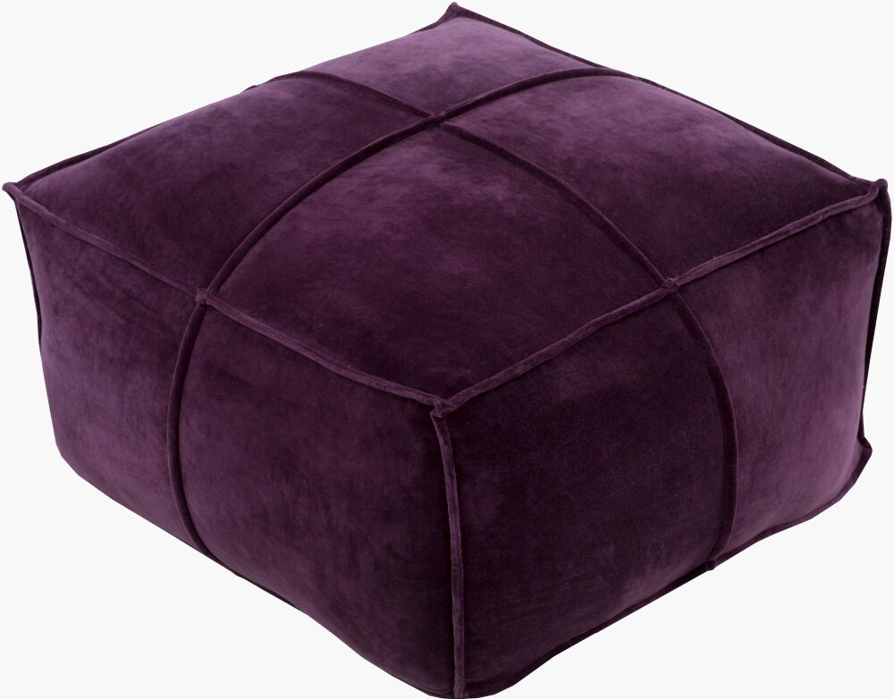 Cotton Velvet Pouf, Ottoman by Surya, 24" width x 13" height
