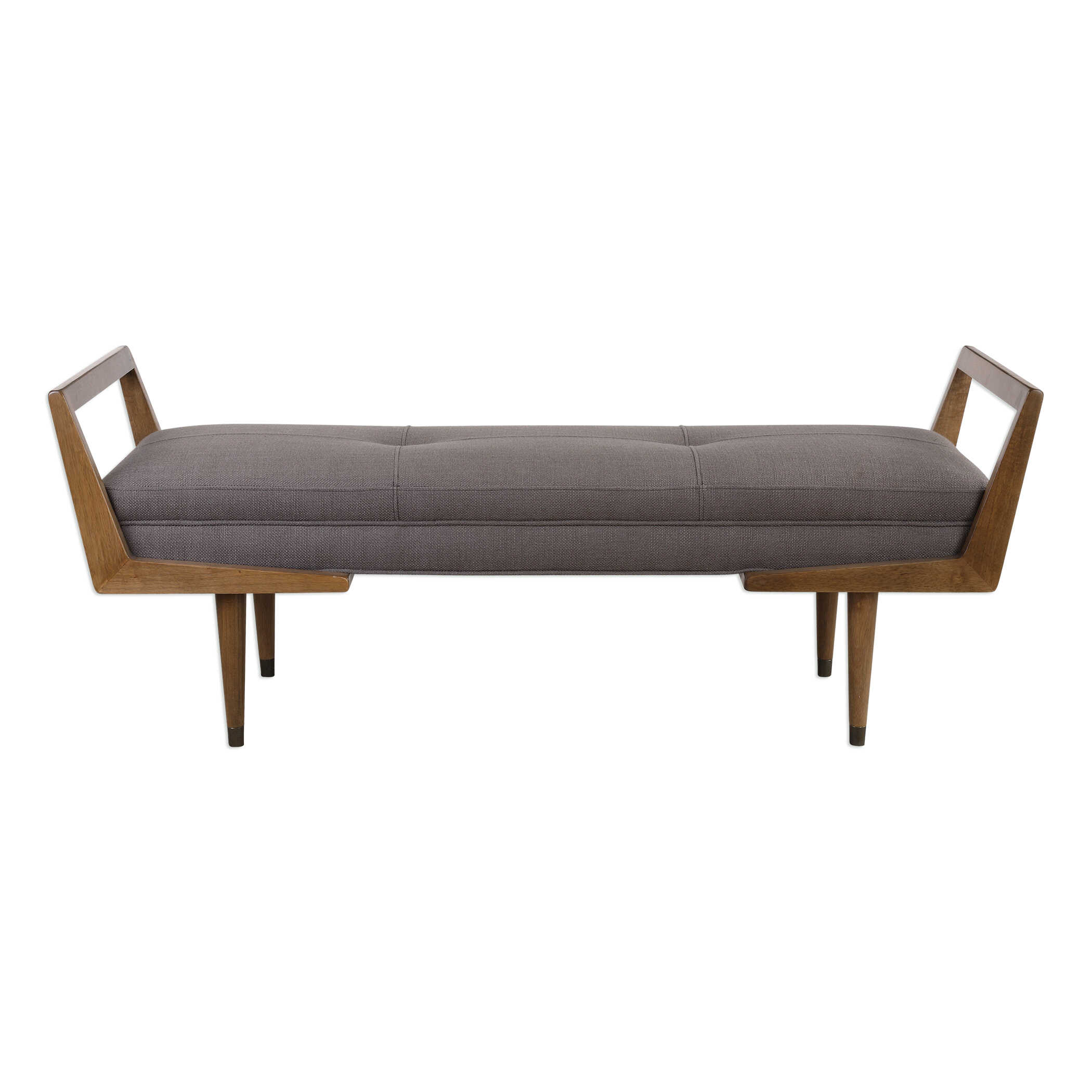 Waylon Mid-Century Modern Bench, Furniture by Uttermost, 59.25" width x 23" height x 20" depth View 1