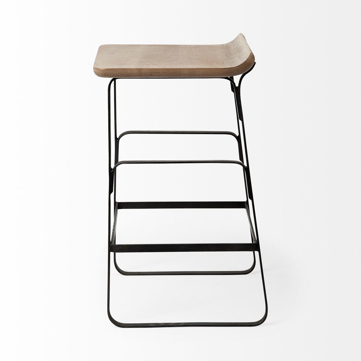 Conan Low Back 25in Seat Counter Stool | Brown Wood with Black Metal, Counter & Bar Stool by Mercana, 15" length x 15" width x 25" height View 7