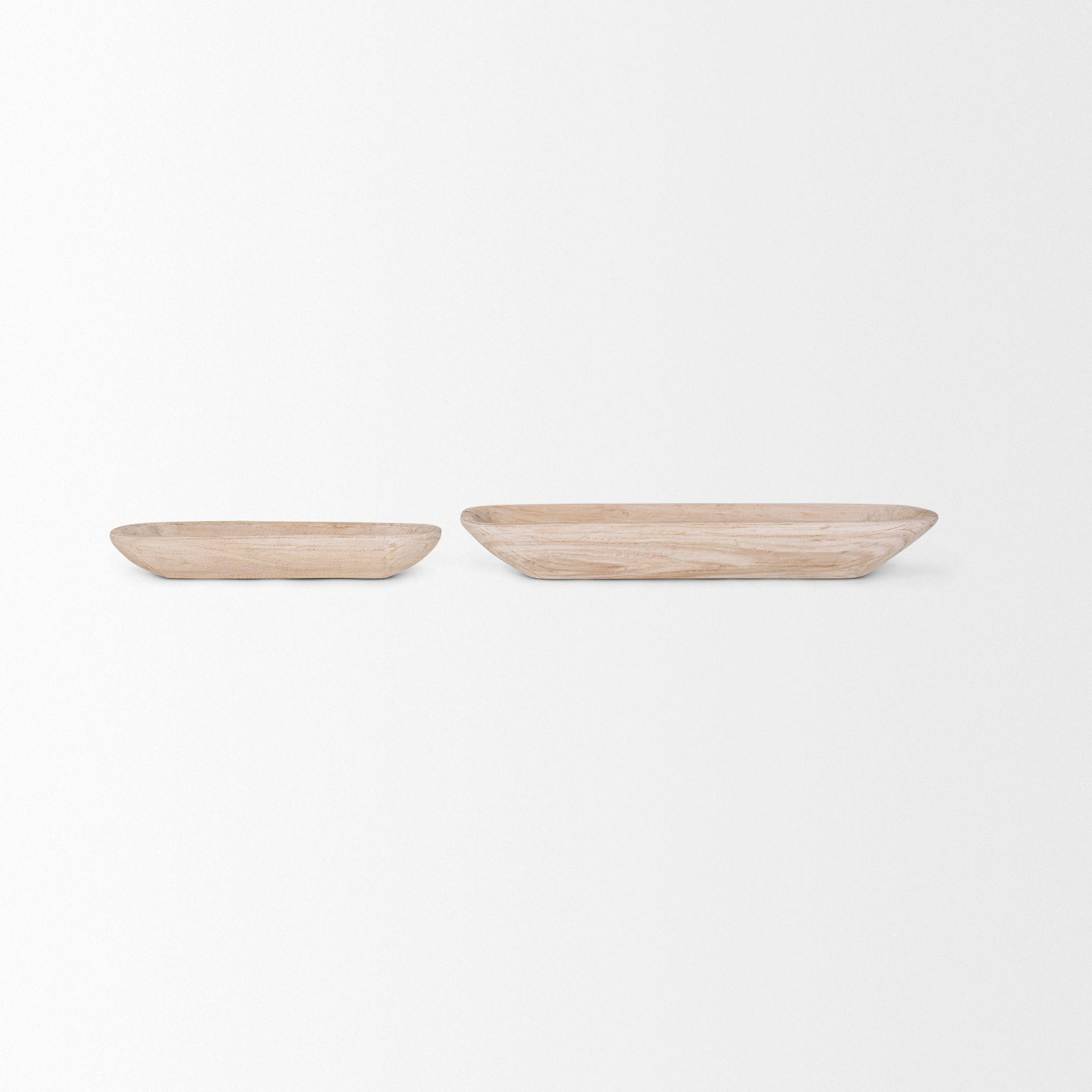 Athena Set of 2 Extra Large  Light-Wash Reclaimed Wood Trays, Decorative Tray by Mercana, 34.5" length x 7.75" width x 5" height View 3