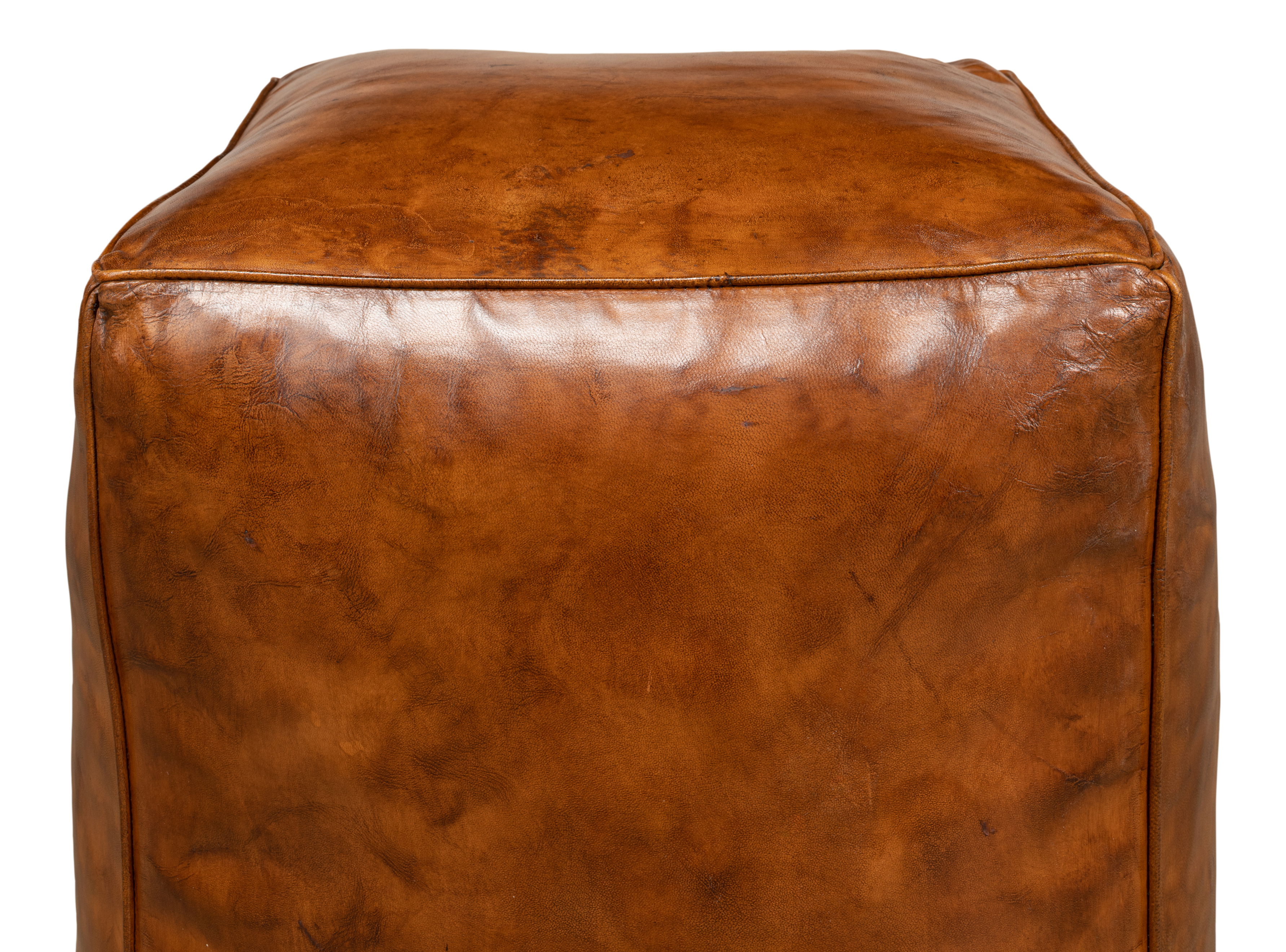 Sunday Afternoon Leather Cube,Natural, Seating by Sarreid, 15" length x 15" width x 16" height View 7