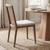 Clara Cane Back Dining Side Chair | Cream Fabric with Brown Wood, Dining Chair by Mercana, 18" length x 23" width x 33.75" height thumbnail 2