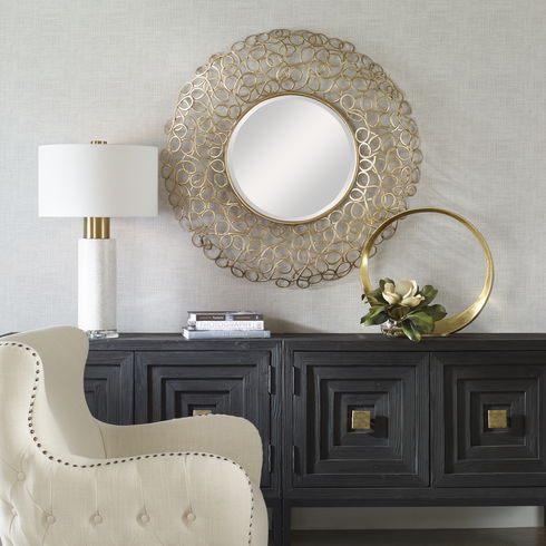 Swirl Round Gold Mirror