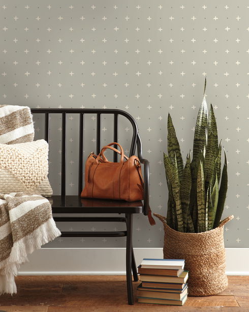 Cross Stitch Grey Wallpaper