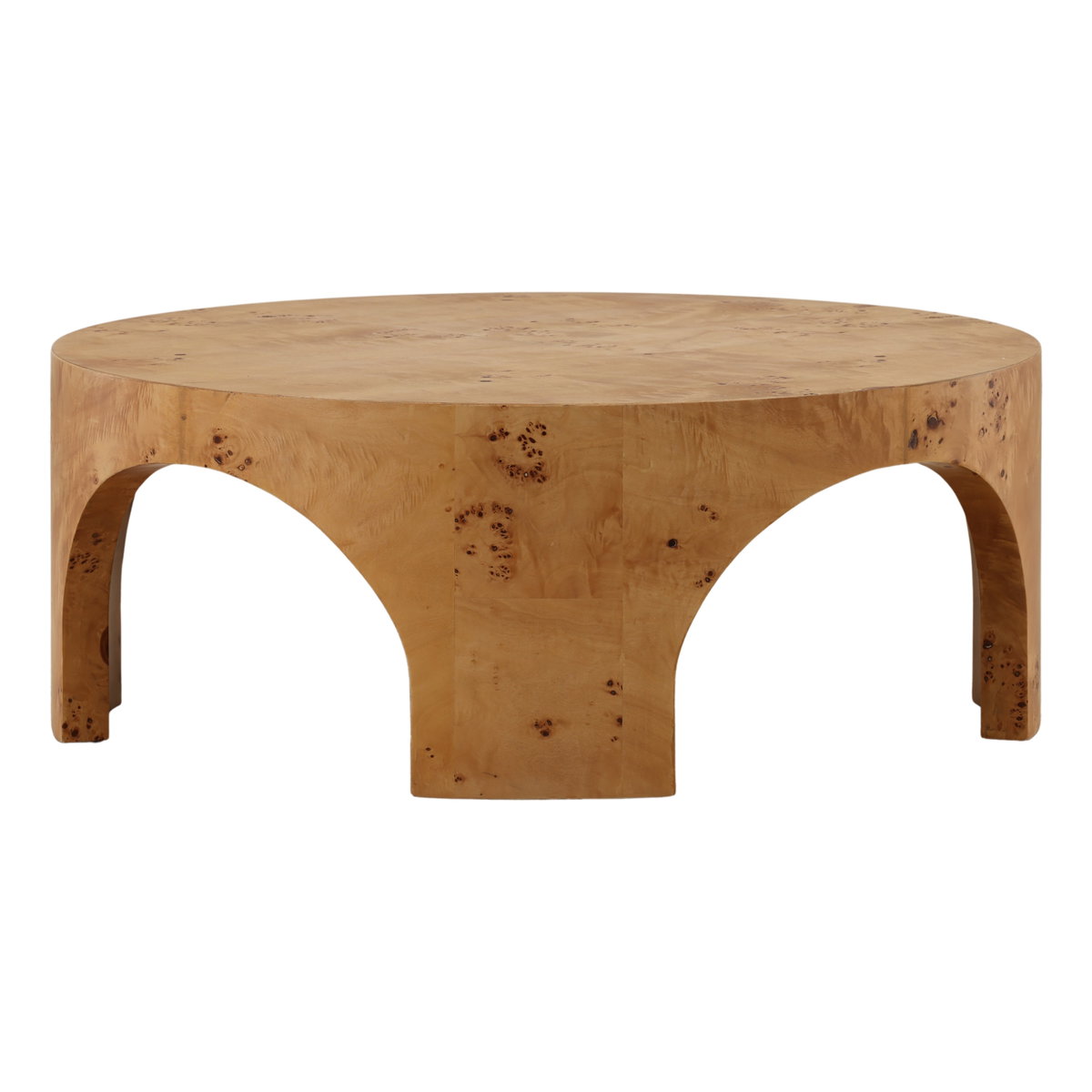 Paulette Coffee Table Burl, by Dovetail, 39" width x 15.25" height x 39" depth View 2
