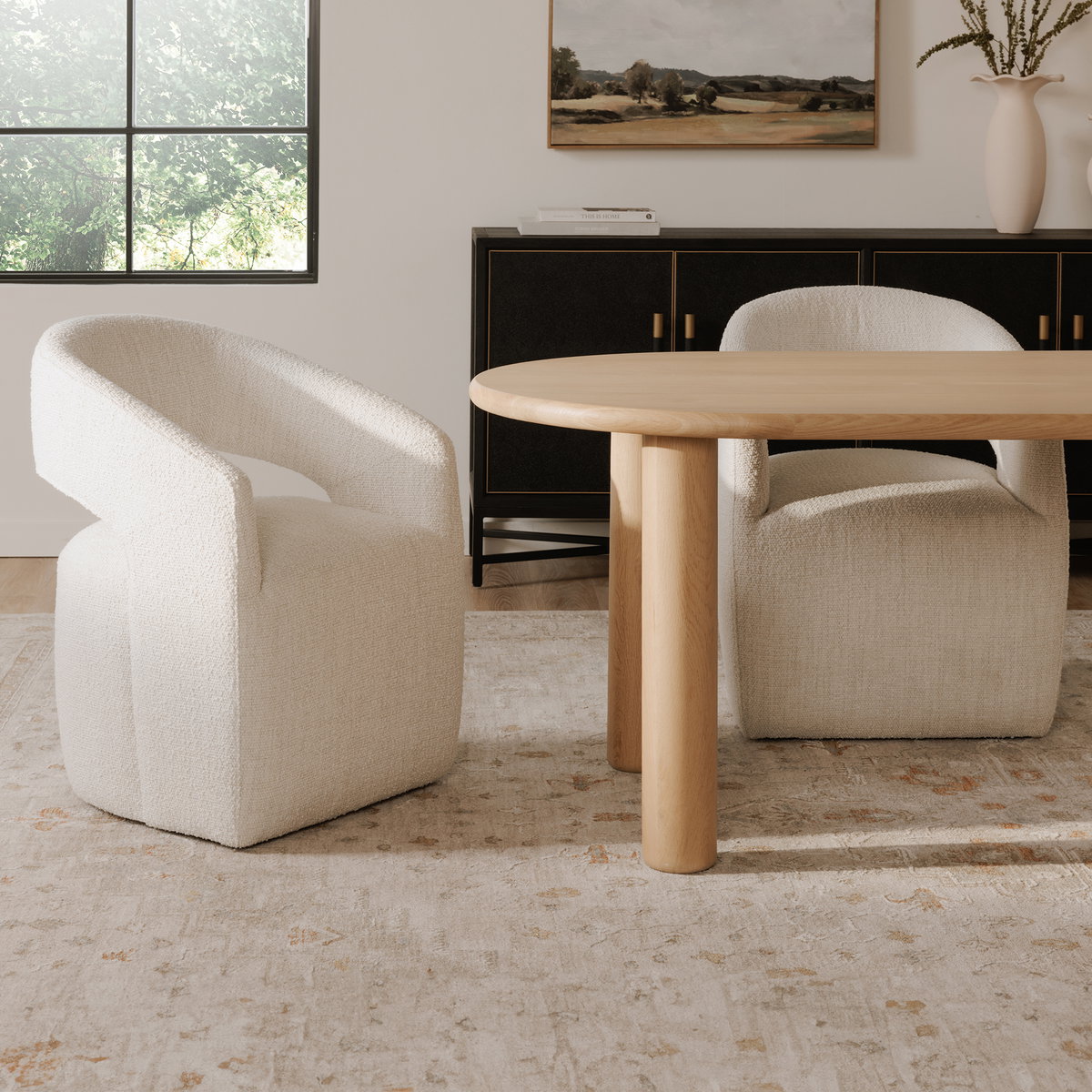 Milo Small Dining Table Oak, by Moe's Home, 78" width x 29.5" height x 39" depth View 7
