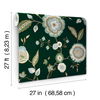Dahlia Blooms Green & Blue Metallic Wallpaper thumbnail 6