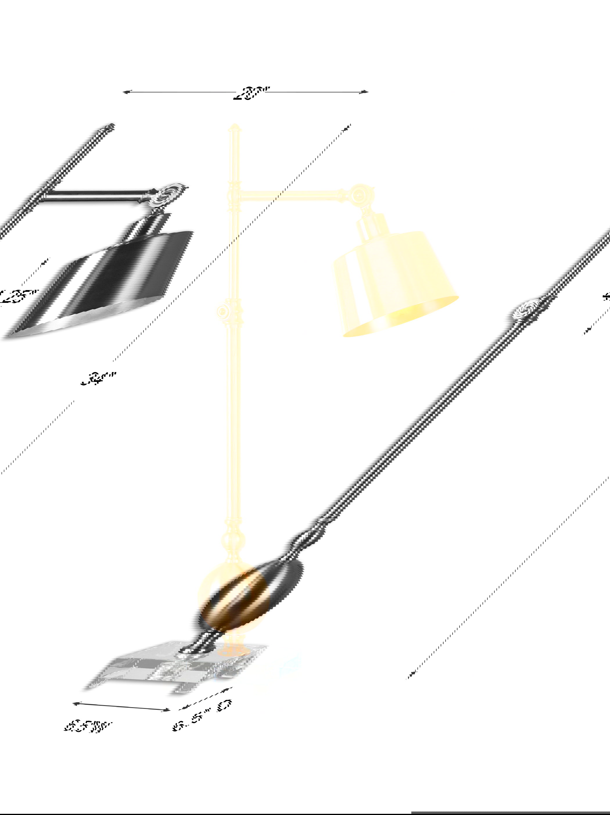 Laton Brushed Brass Task Lamp, by Uttermost, 20" width x 34" height x 7" depth View 3