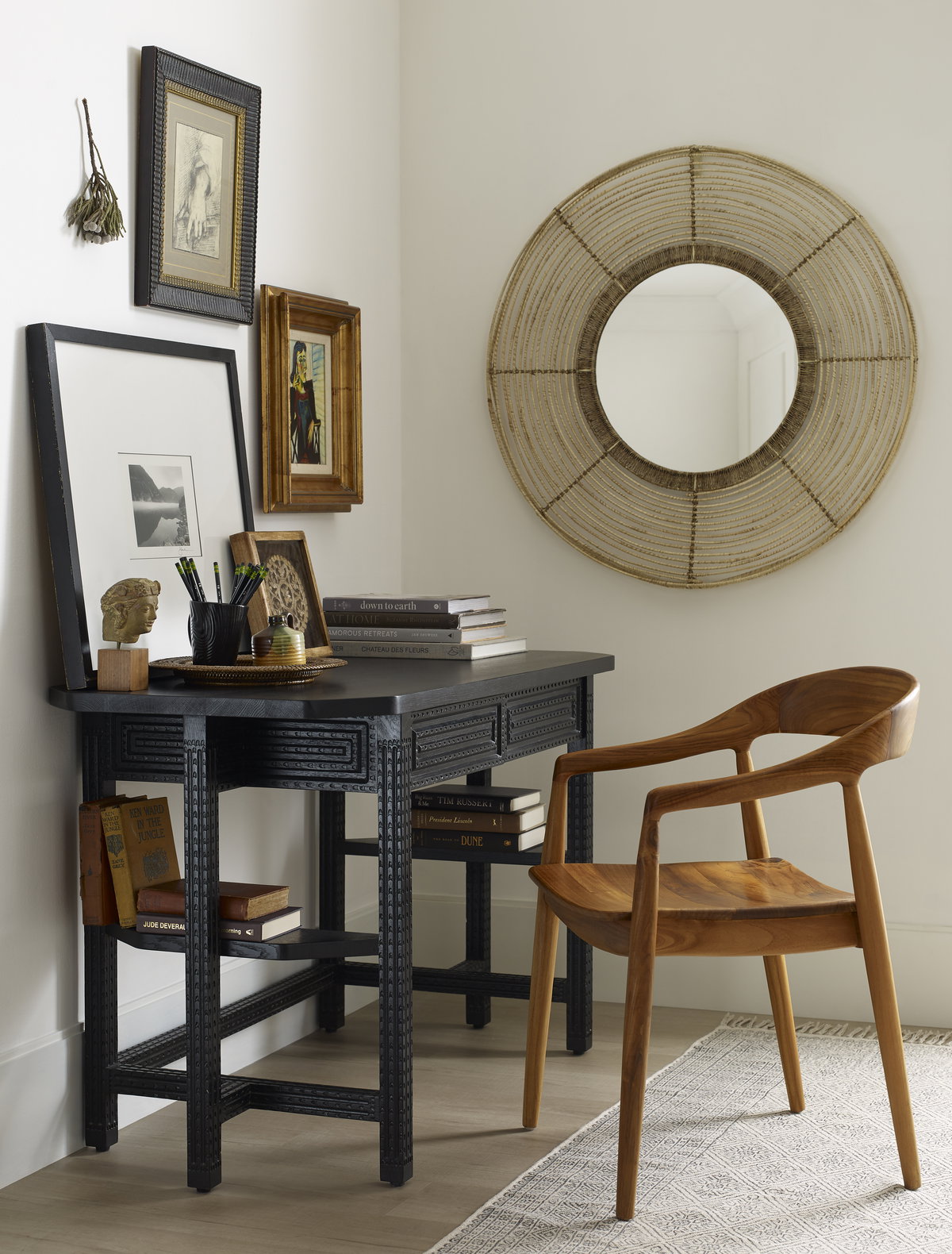 Ingrid Arm Chair in Teak, by Woven, 22" width x 31" height x 23" depth View 2