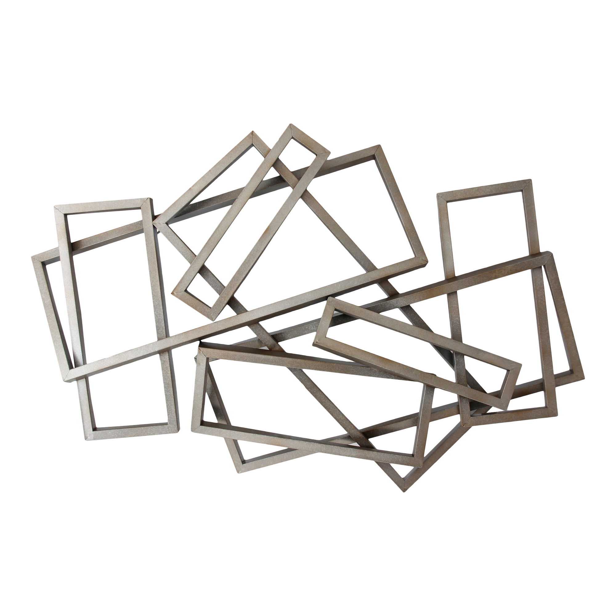 Metal Rectangles Wall Decor Silver, Sculptural Wall Art by Moe's Home, 53" width x 38" height x 6" depth View 1