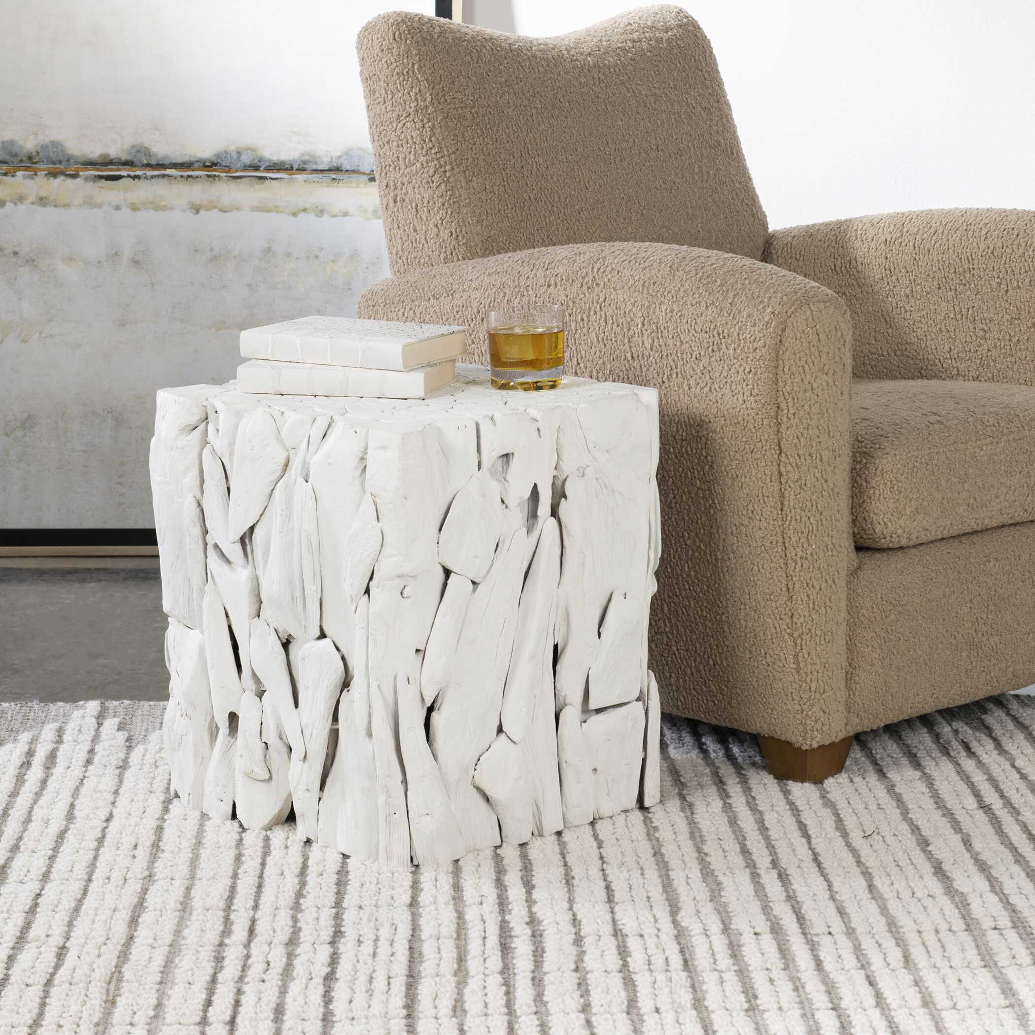 Teak Root White Bunching Cube, Furniture by Uttermost, 16.5" width x 18.5" height x 16.5" depth View 2
