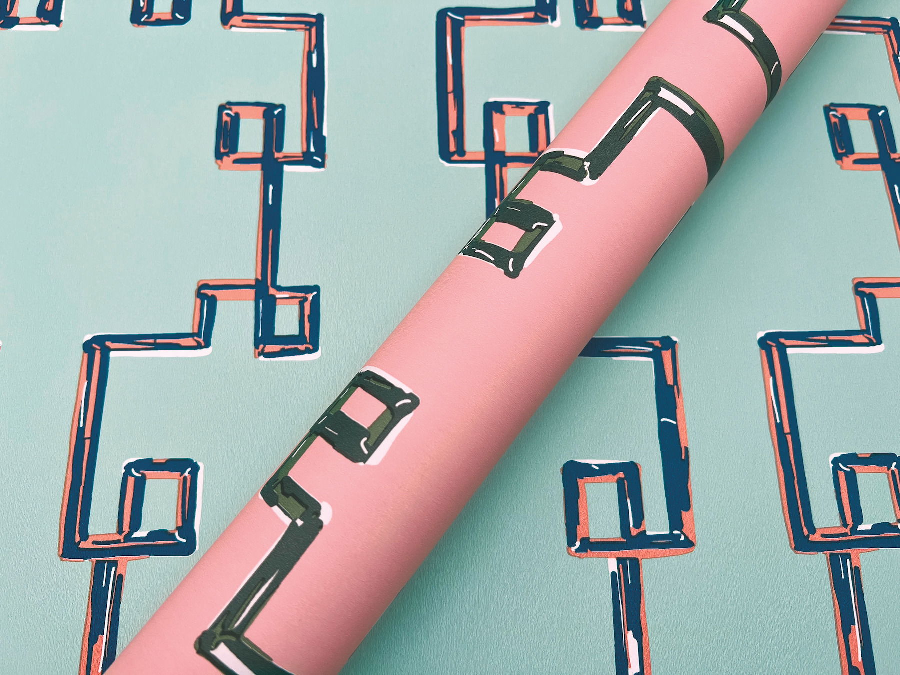 Bamboozled Bahama Pink Peel & Stick Wallpaper large image 