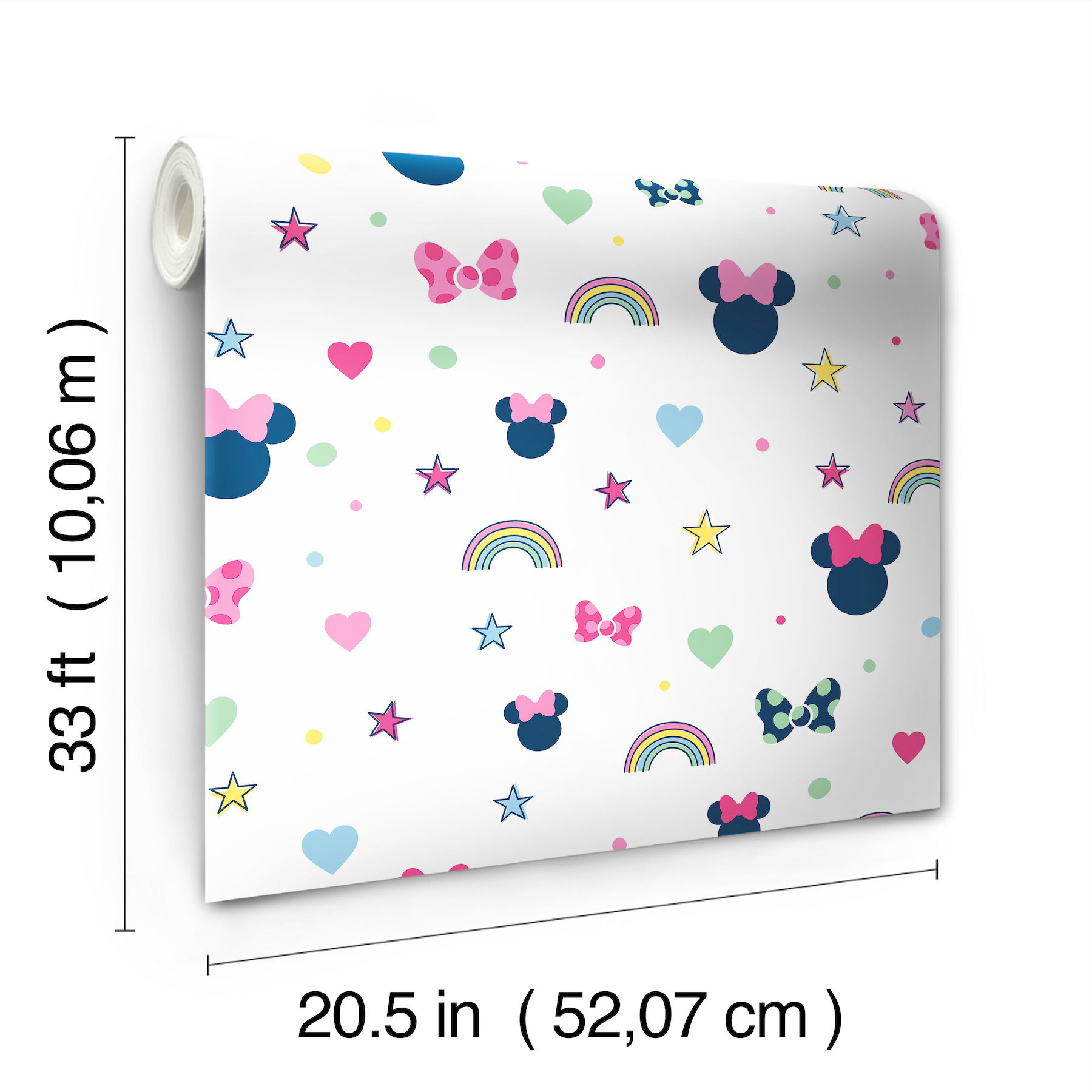 Disney Minnie Mouse Rainbow Pink Wallpaper, by York Wall, 33' length x 1'8.5" width x 0.02" depth View 7